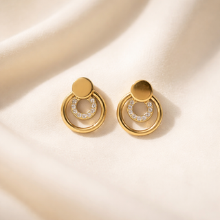 Swarovski® Kristalli Altın Kaplama Halka Küpe